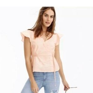 J crew flutter sleeve faux wrap top